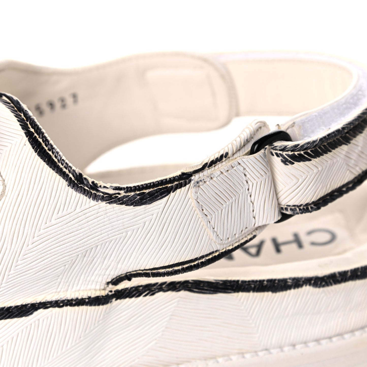 Printed Calfskin Velcro Dad Sandals 42 White Black
