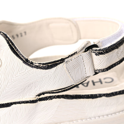 Chanel Printed Calfskin Velcro Dad Sandals 42 White Black 12 of 12
