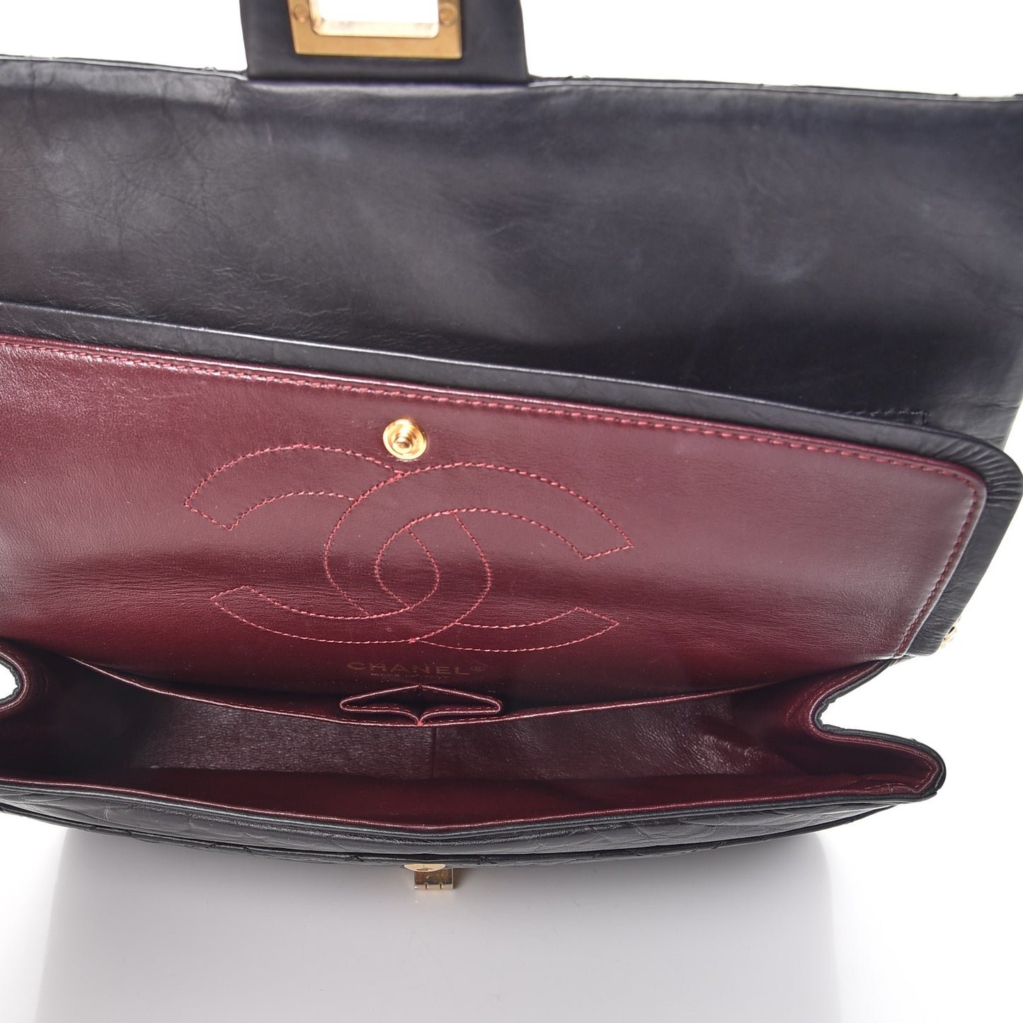 Aged Calfskin Quilted 2.55 Reissue 226 Flap Black