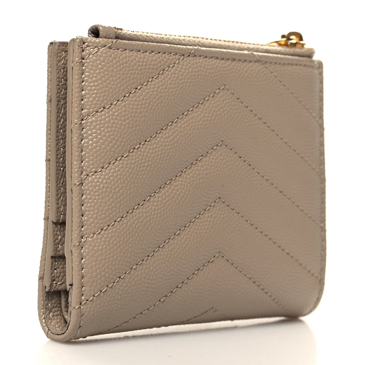Grain De Poudre Matelasse Chevron Monogram Zipped Card Case Nude Powder