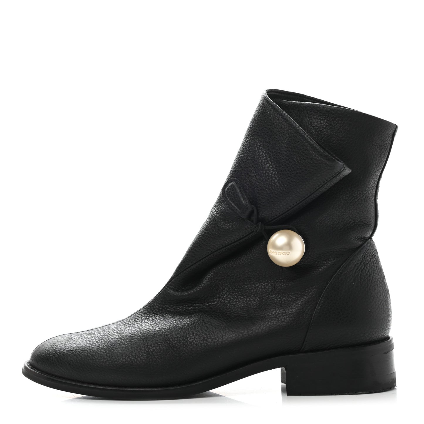 Grainy Calfskin Beatrice Flat Boots 38 Black