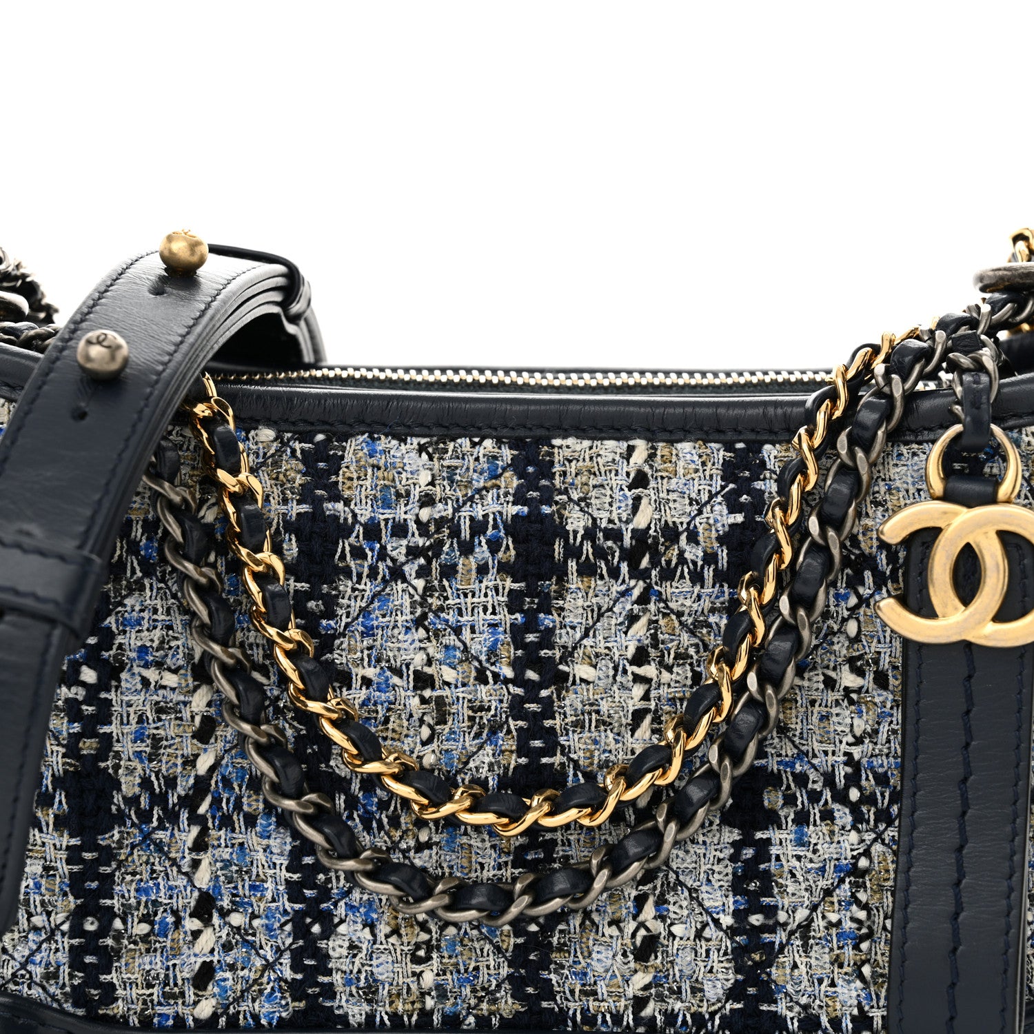 Chanel Tweed Calfskin Medium Gabrielle Hobo Blue Blue 8 of 11