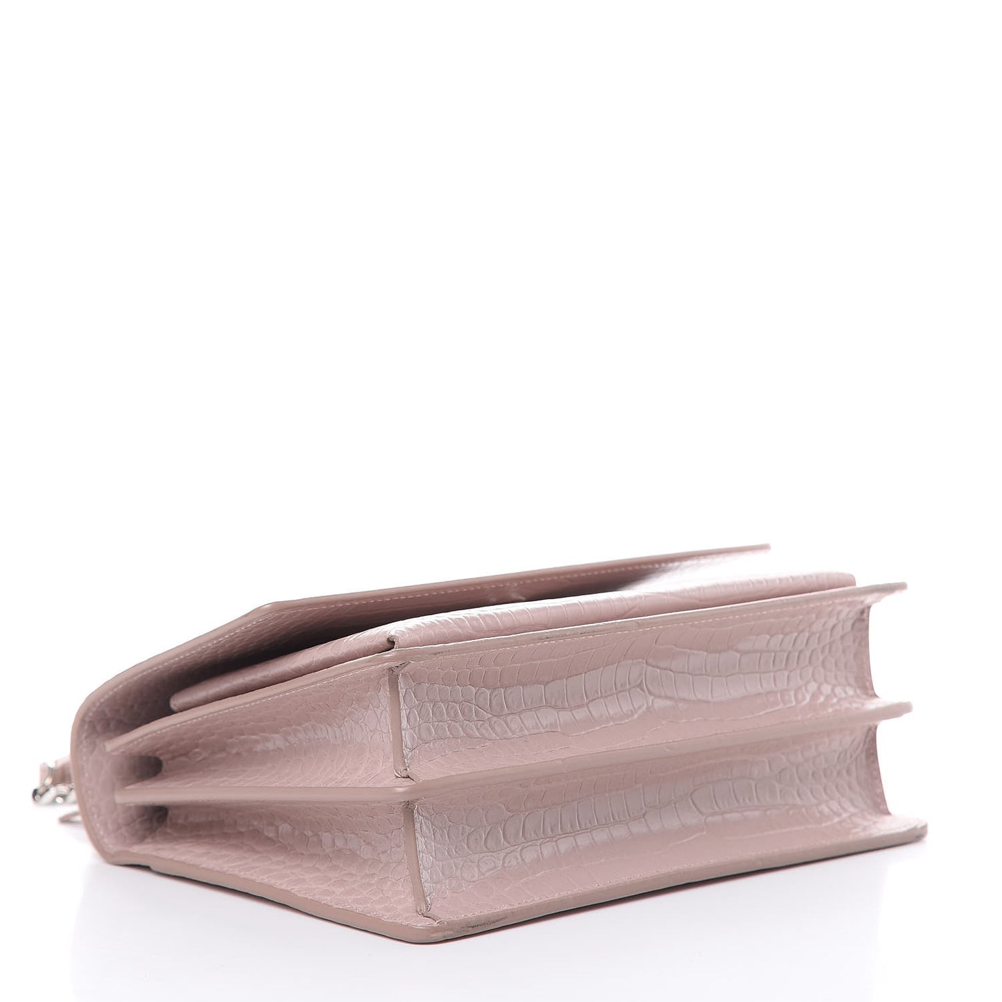 Calfskin Crocodile Embossed Medium Monogram Sunset Powder Pink