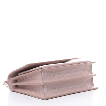 Saint Laurent Calfskin Crocodile Embossed Medium Monogram Sunset Powder Pink 4 of 11
