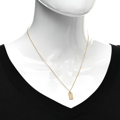 Tiffany 18K Yellow Gold Diamond Letter P Tag Pendant Necklace 2 of 4