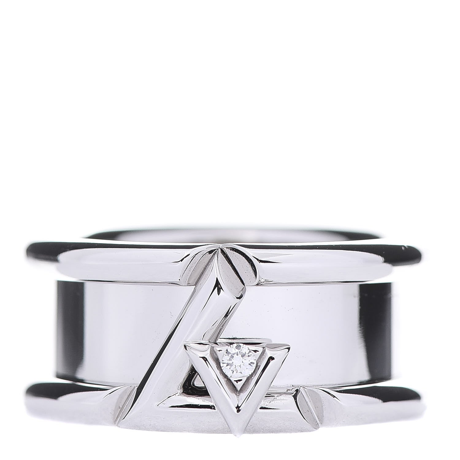 Louis Vuitton 18K White Gold Diamond Volt One Band Ring 55 7.25 1 of 6
