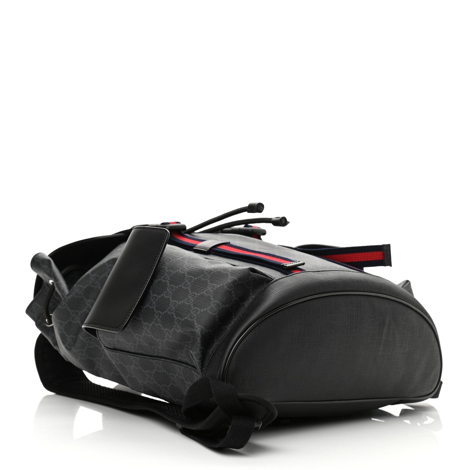 Gucci Soft GG Supreme Monogram Appia Calfskin Web Double Buckle Backpack Black 4 of 10