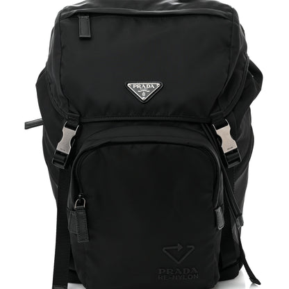 Prada Re-Nylon Saffiano Logo Double Buckle Backpack Black 8 of 10