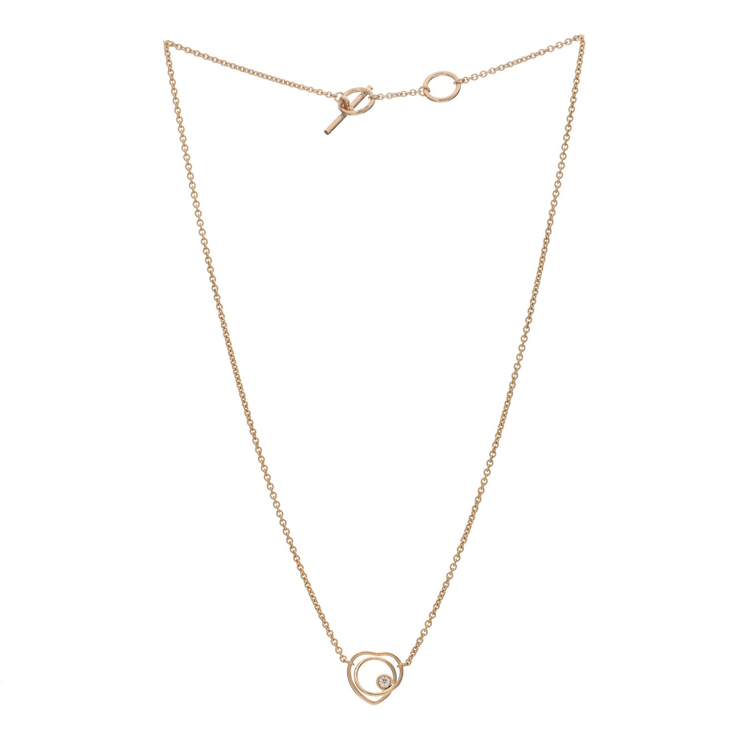 Hermes 18K Rose Gold Diamond TPM Vertige Coeur Necklace ST 2 of 3