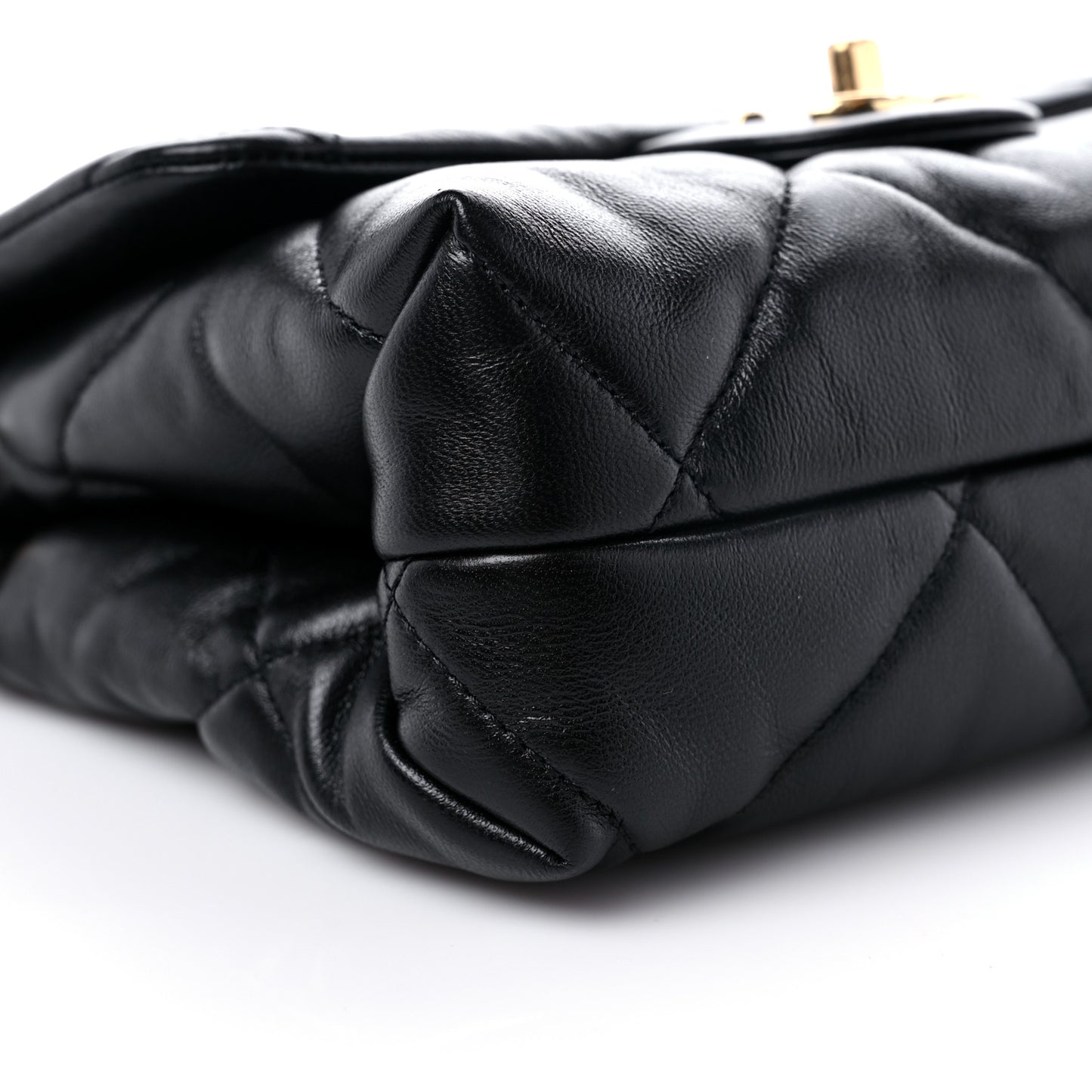 Lambskin Quilted Small Chain Top Handle Flap Black