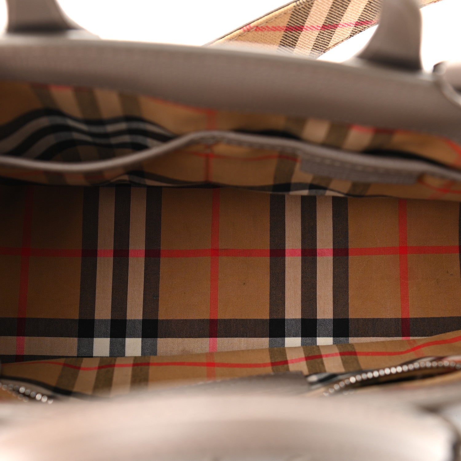 Burberry Derby Calfskin House Check Small Banner Tote Pale Taupe 5 of 15