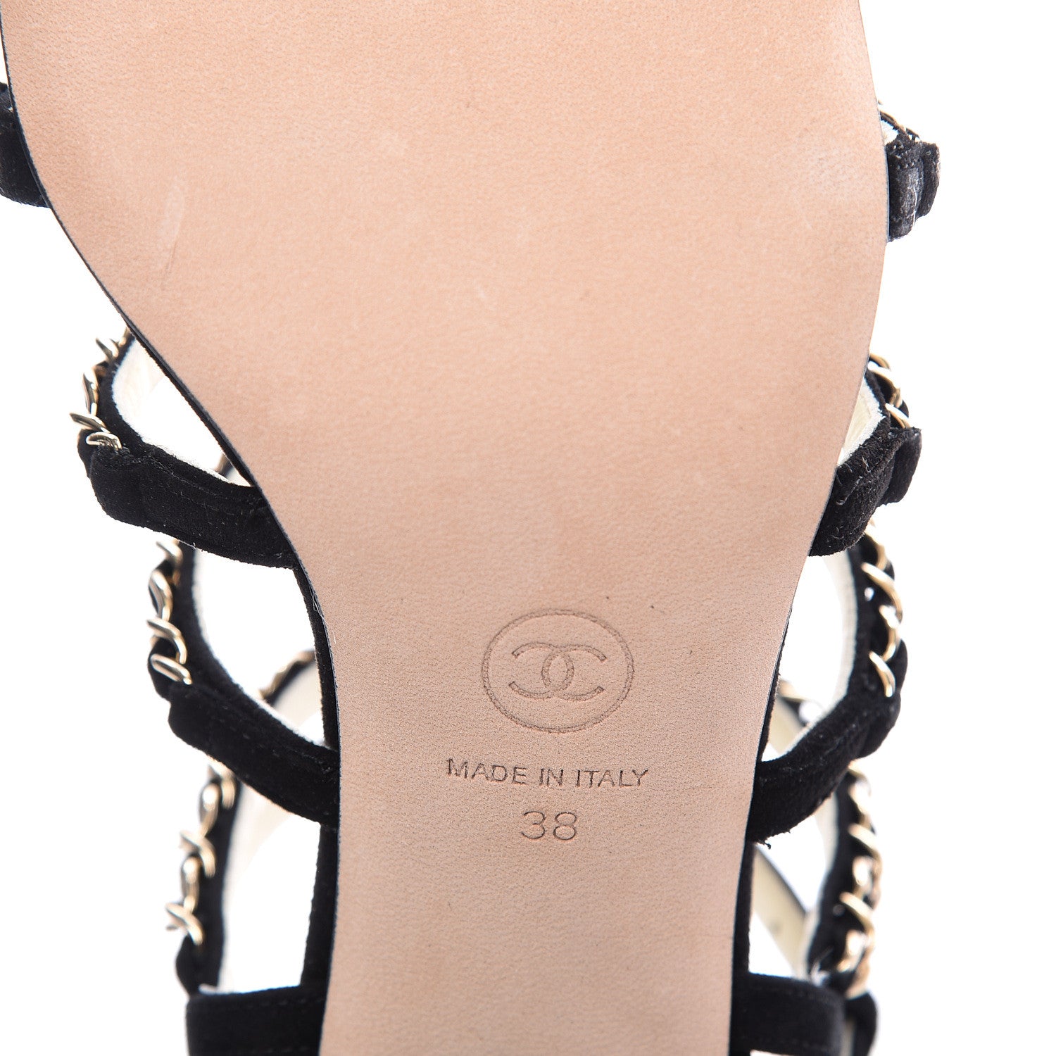 Chanel Suede Chain Sandals 38 Black 7 of 10