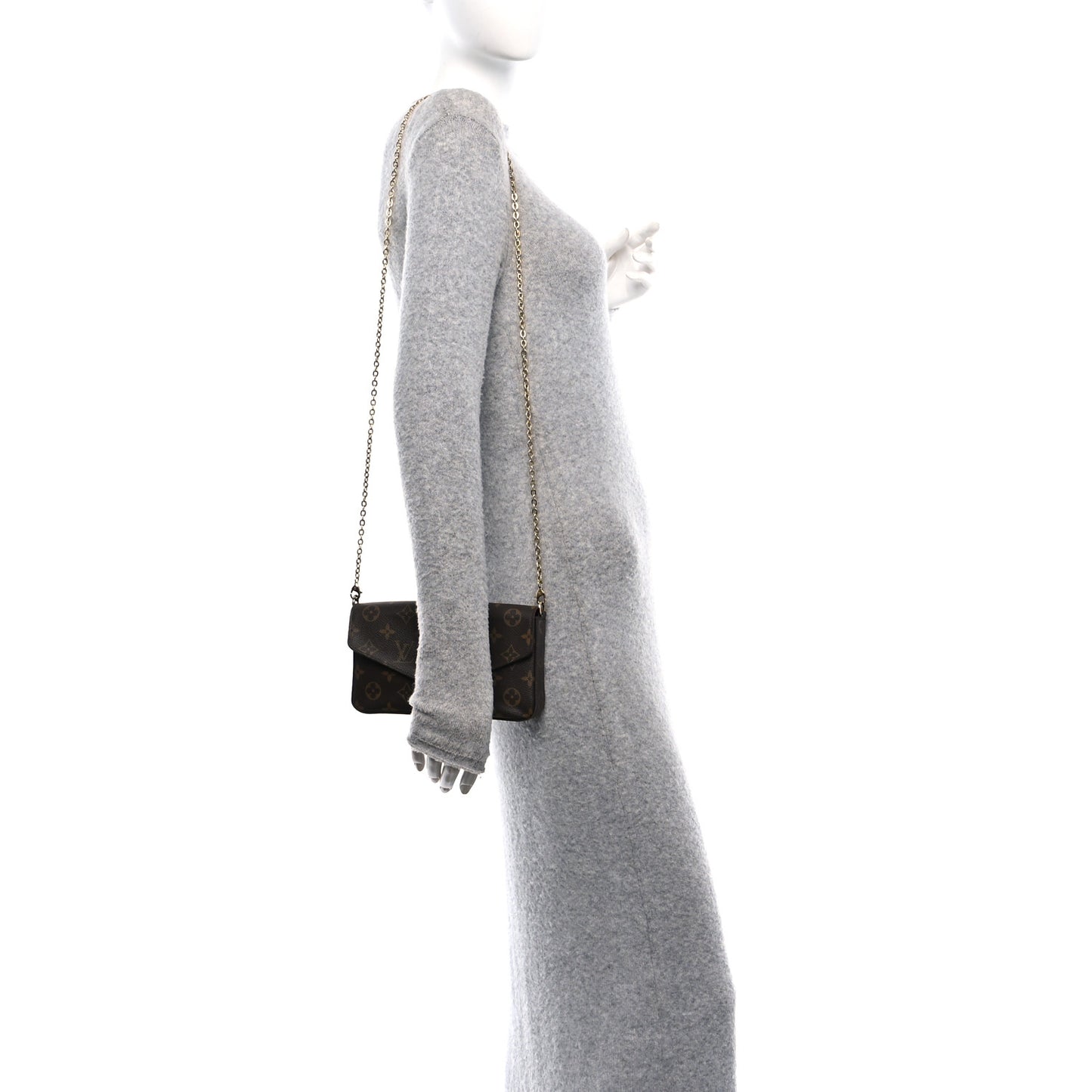 Monogram Pochette Felicie Chain Wallet Fuchsia