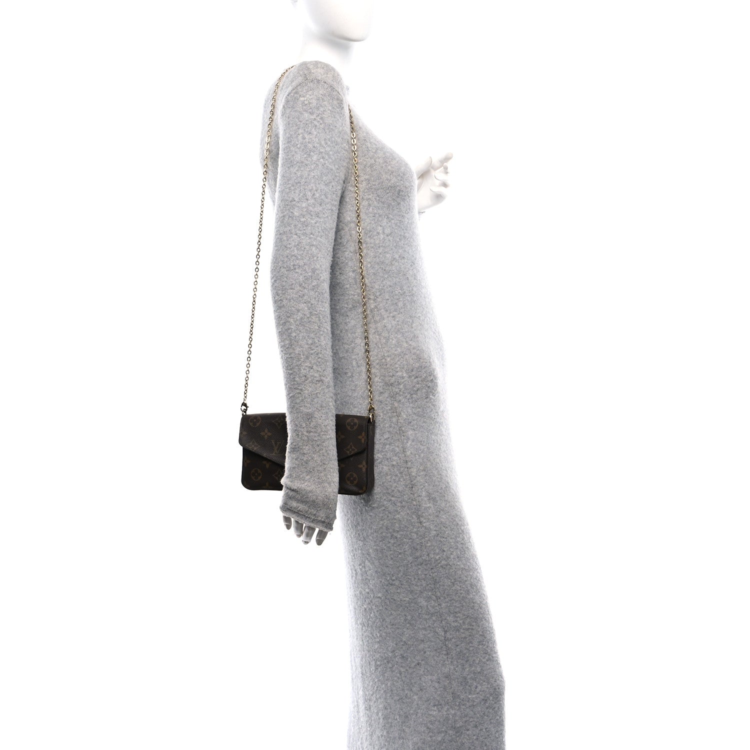 Louis Vuitton Monogram Pochette Felicie Chain Wallet Fuchsia 3 of 19