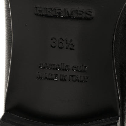 Hermes Goatskin Womens Paris Loafers 36.5 Black 6 of 9