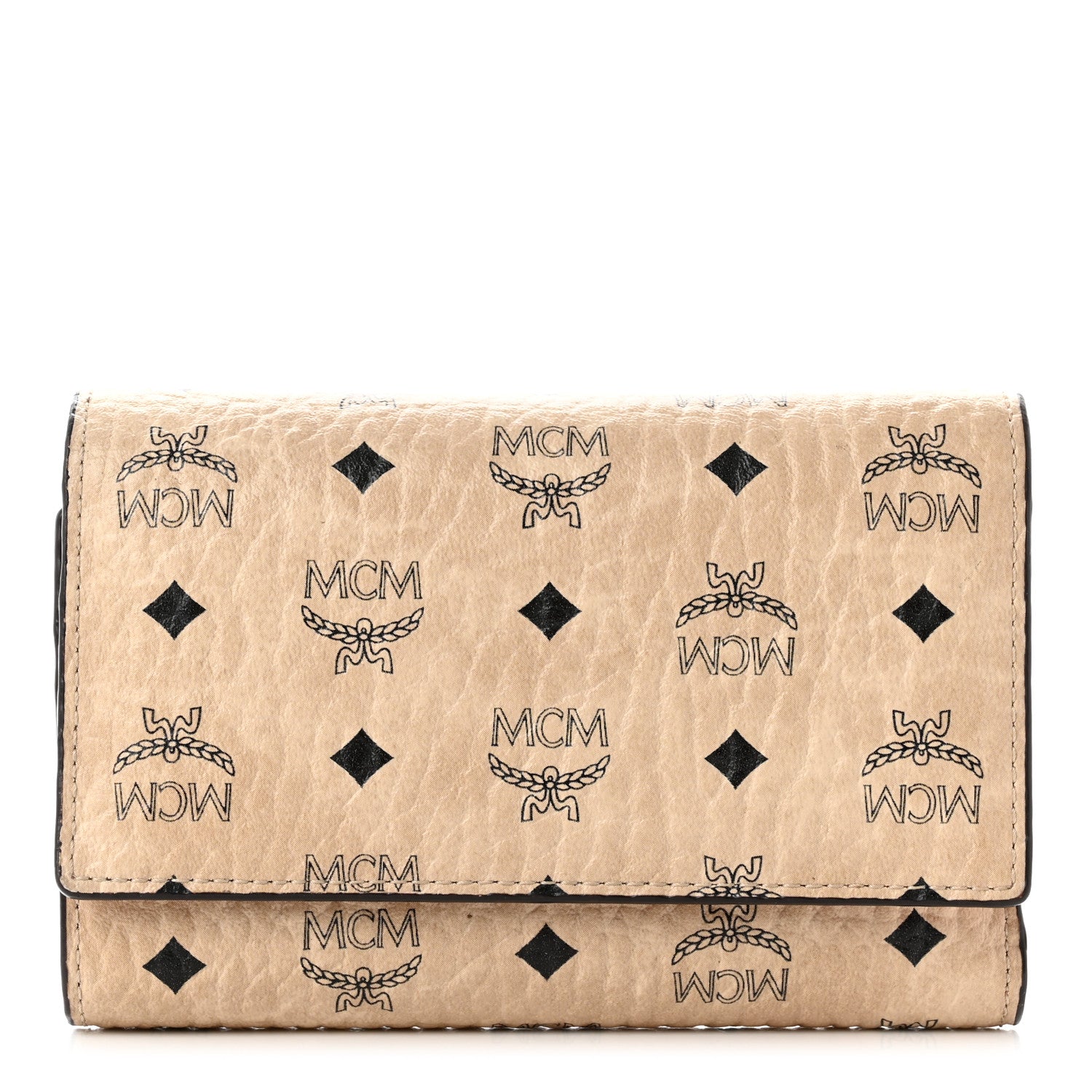 MCM Visetos Tri-Fold Wallet Beige Pink 1 of 6