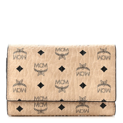 MCM Visetos Tri-Fold Wallet Beige Pink 1 of 6