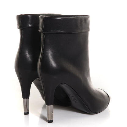Chanel Leather CC Cap Toe Ankle Boots 37.5 Black 5 of 9