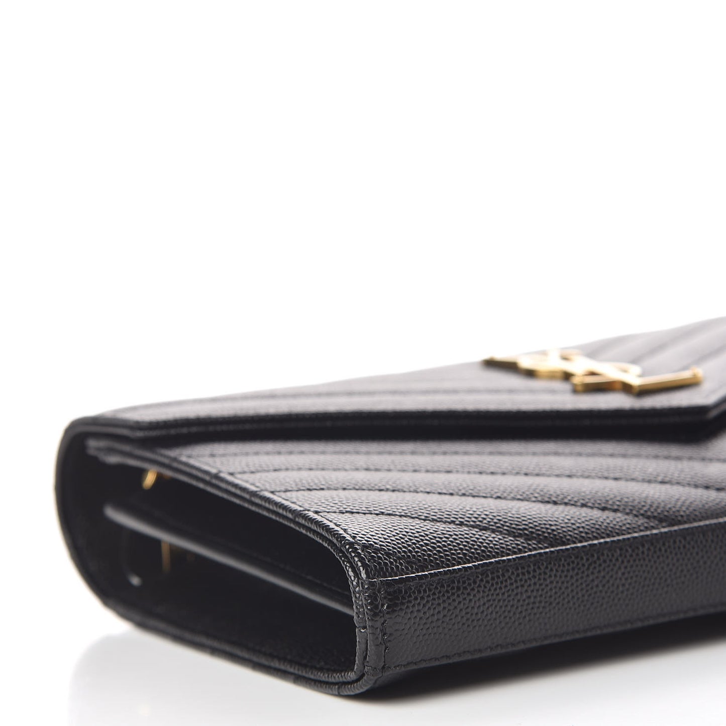 Grain De Poudre Matelasse Chevron Monogram Chain Wallet Black
