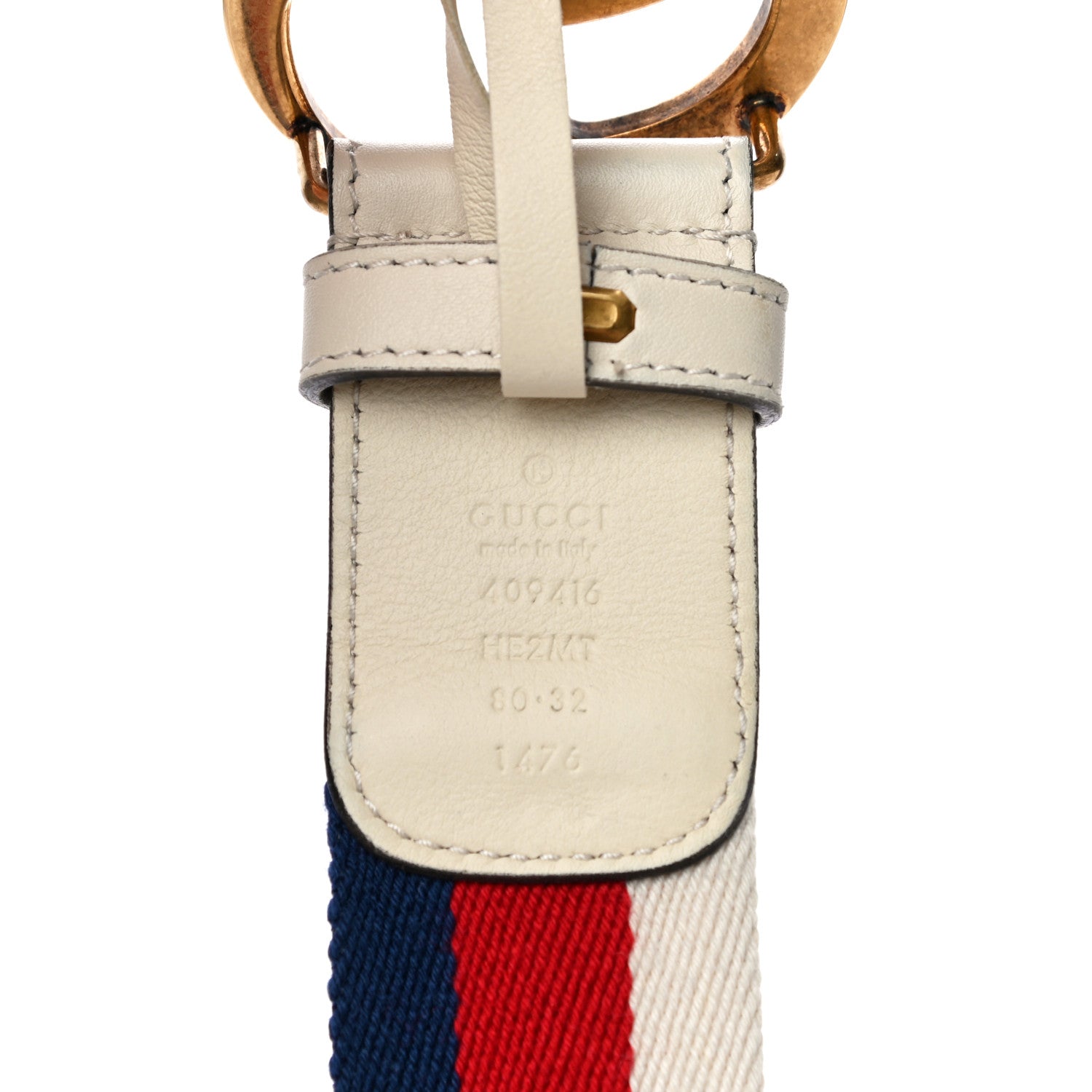 Gucci Nylon Calfskin Sylvie Web Double G 40mm Belt 80 32 Mystic White Hibiscus Red Maritime 4 of 7