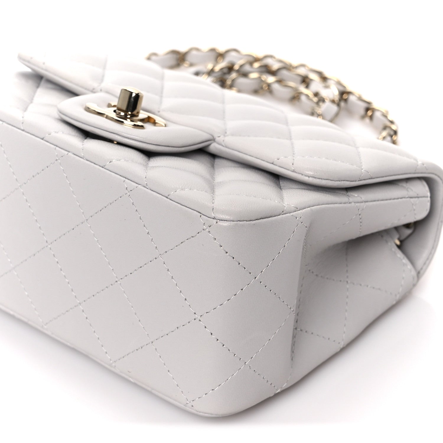 Chanel Lambskin Quilted Mini Square Flap Light Grey 11 of 12