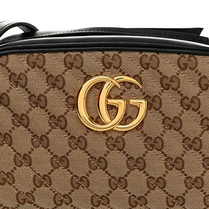 Gucci Monogram Matelasse Diagonal Small GG Marmont Chain Shoulder Bag Beige Black 8 of 10