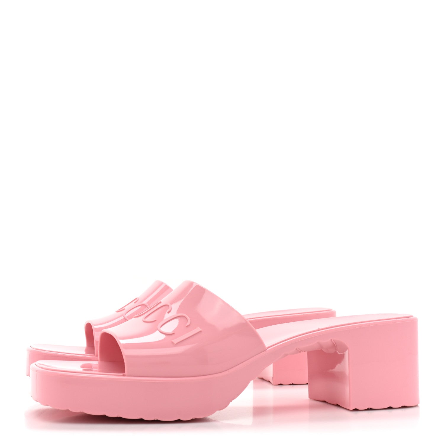 Gucci Rubber Gucci Logo Womens Platform 20/60mm Slide Sandals 40 Wild Rose 3 of 9