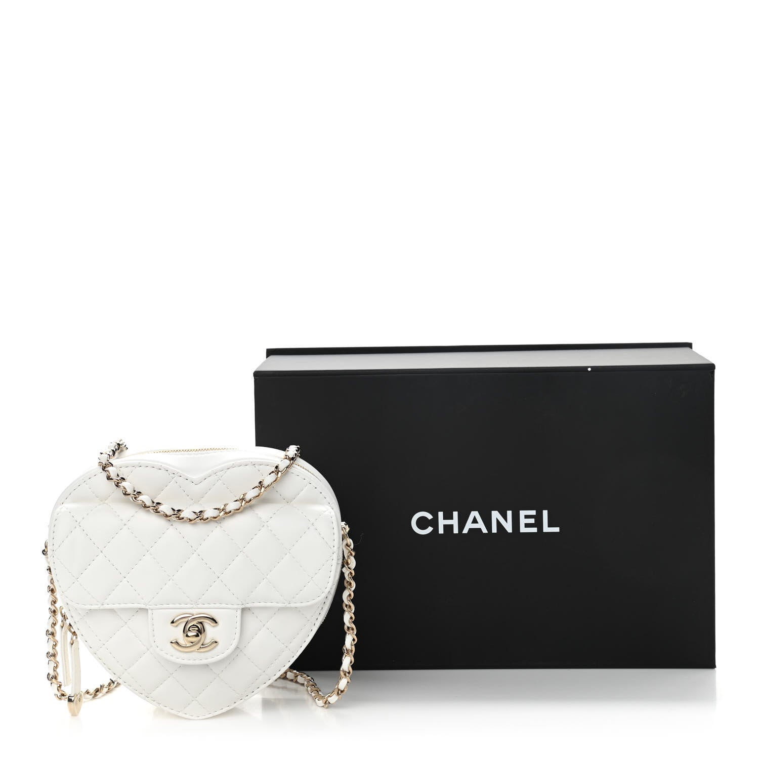 Chanel Lambskin Quilted CC In Love Heart Bag White 11 of 11