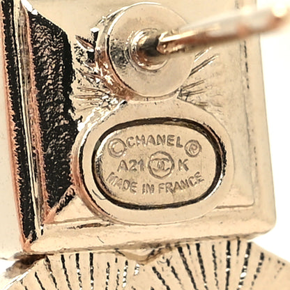 Chanel Crystal CC Drop Earrings Pink Gold 4 of 4