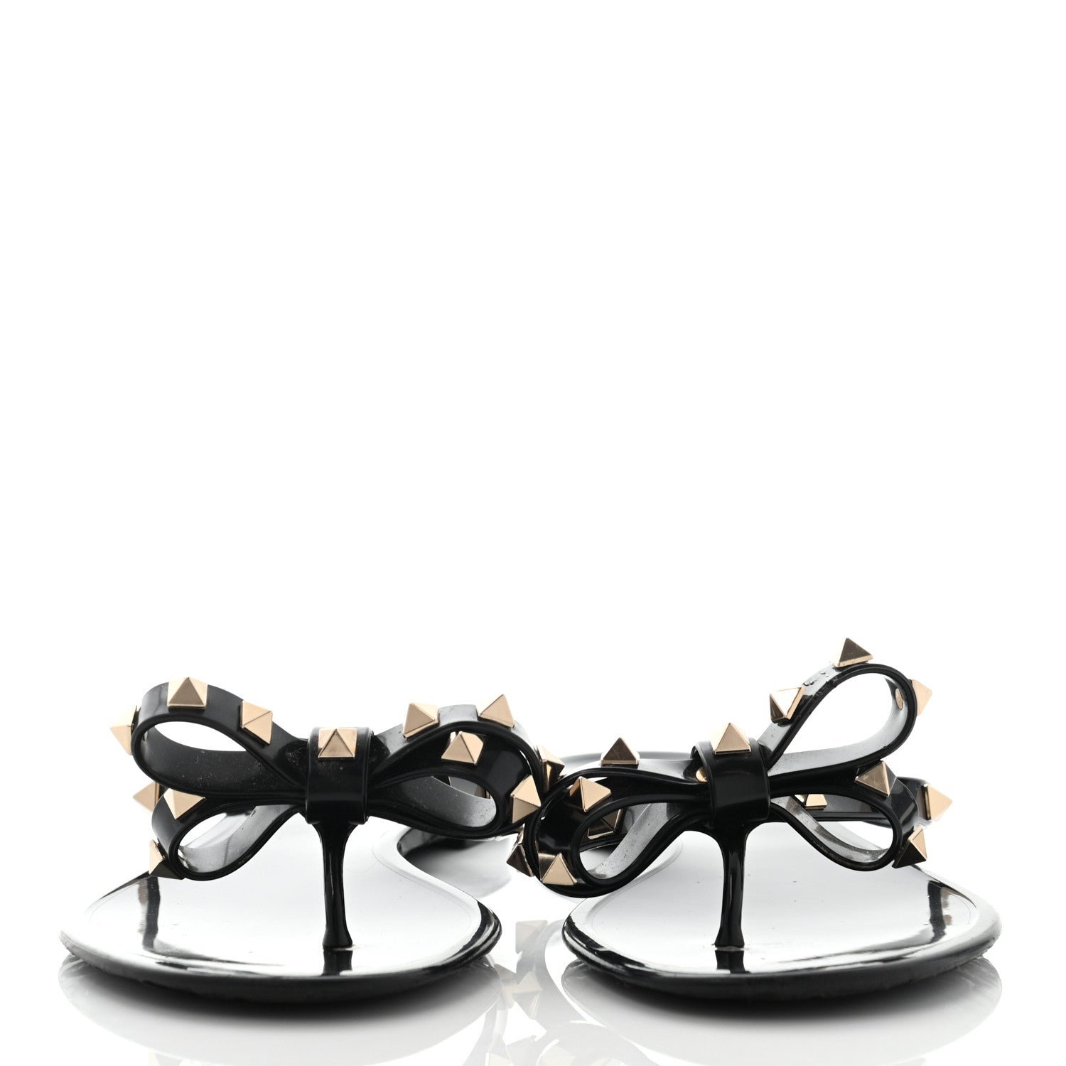 Valentino Garavani PVC Jelly Rockstud Bow Thong Sandals 38 Black 2 of 11