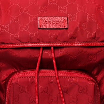 Gucci Nylon Monogram Dollar Calfskin Medium Light Double Buckle Backpack Vibrant Red 9 of 14