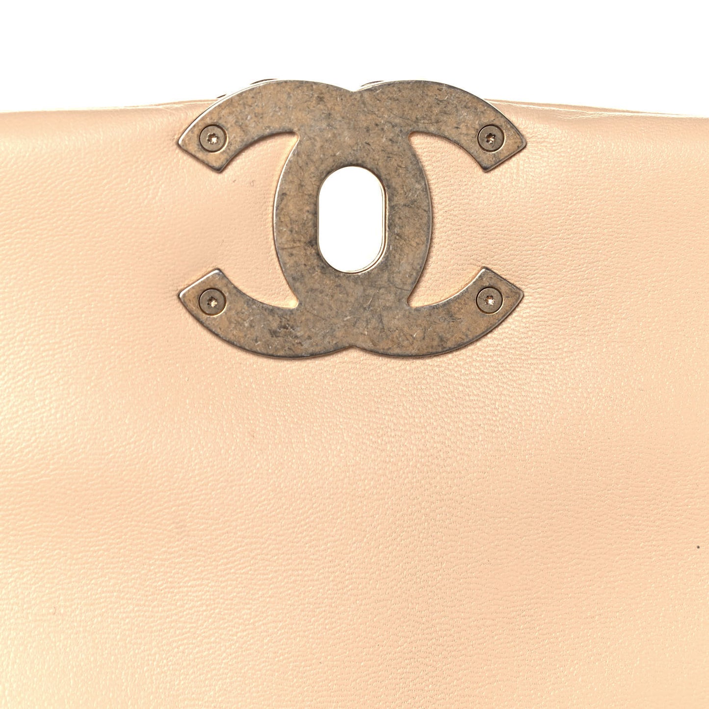 Shiny Goatskin Quilted Medium Chanel 19 Flap Beige