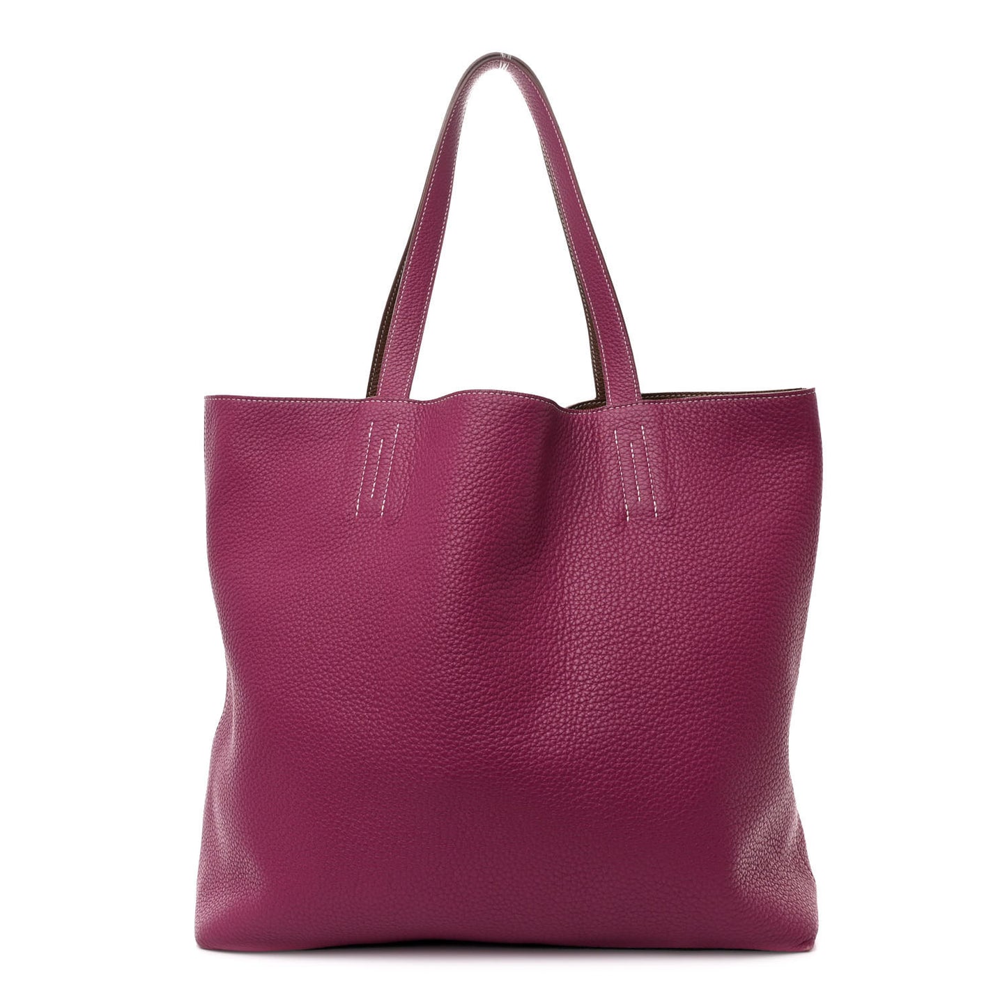 Taurillon Clemence Double Sens 36 Reversible Tote Marron Tosca
