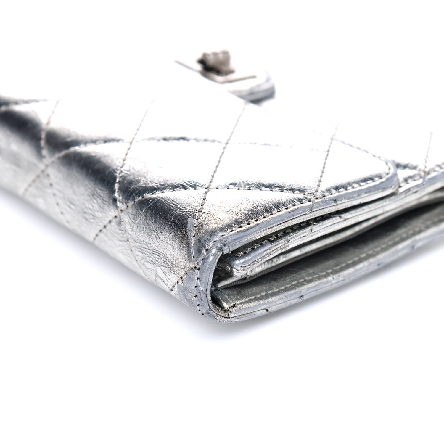 Chanel Metallic Aged Calfskin Quilted Reissue Long Flap Wallet Light Silver 14 of 15