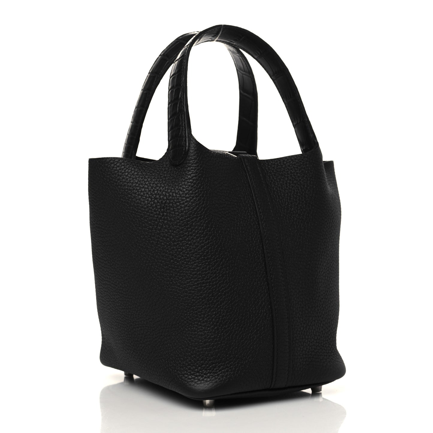 Taurillon Clemence Matte Alligator Picotin Lock Touch 18 PM Black