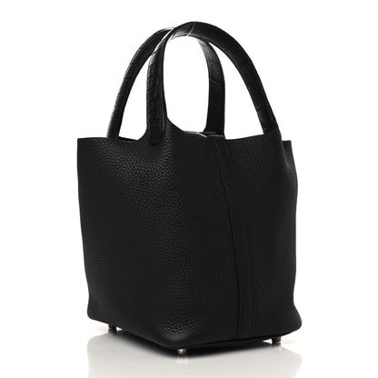 Hermes Taurillon Clemence Matte Alligator Picotin Lock Touch 18 PM Black 3 of 10
