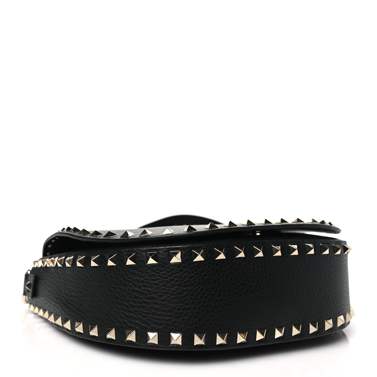 Valentino Garavani Calfskin Large Rockstud Halfmoon Saddle Bag Black 4 of 9