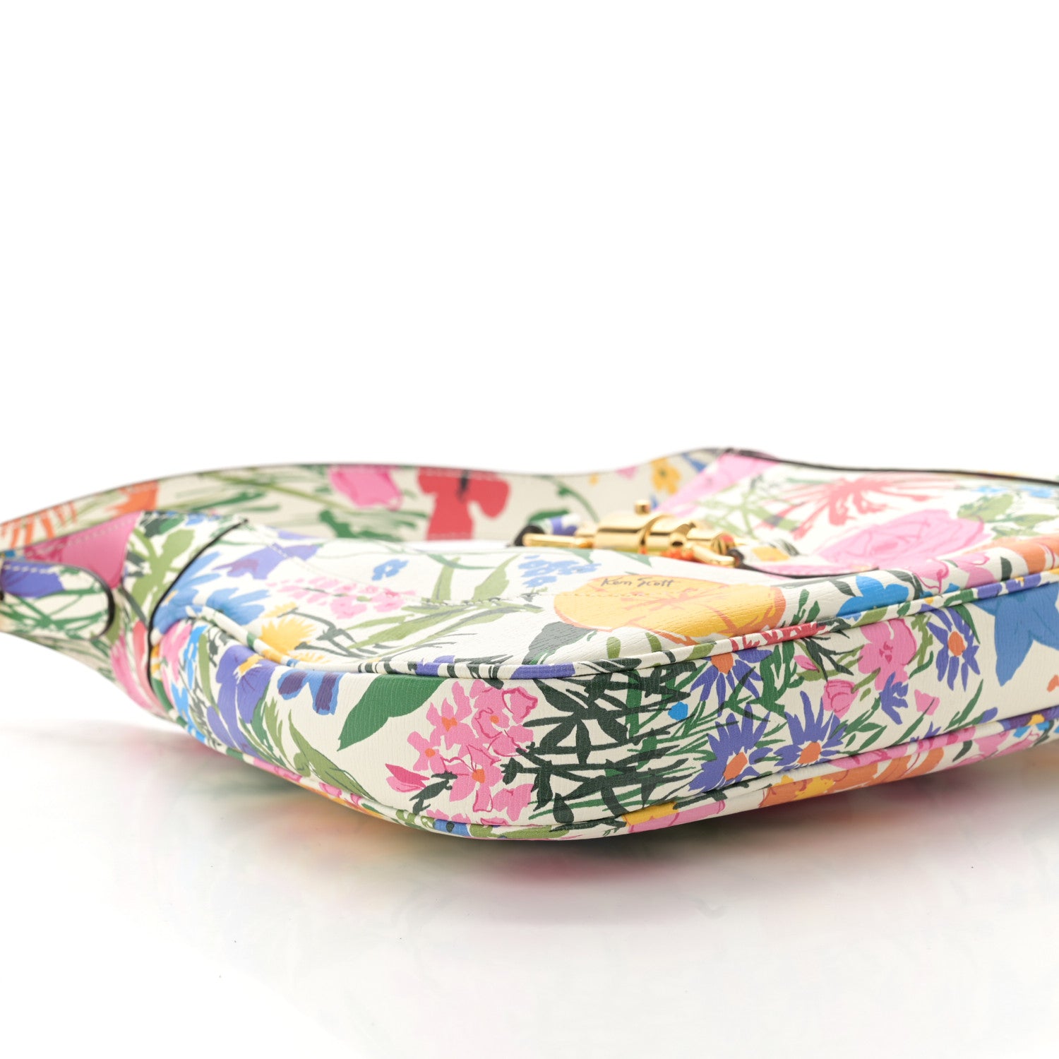 Gucci X KEN SCOTT New Shangai Calfskin Jardin D'Avril Floral Print Small Jackie 1961 Hobo Ivory Pink 9 of 10