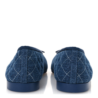 Chanel Washed Denim Quilted Cap Toe CC Ballerina Flats 40.5 Blue 6 of 11