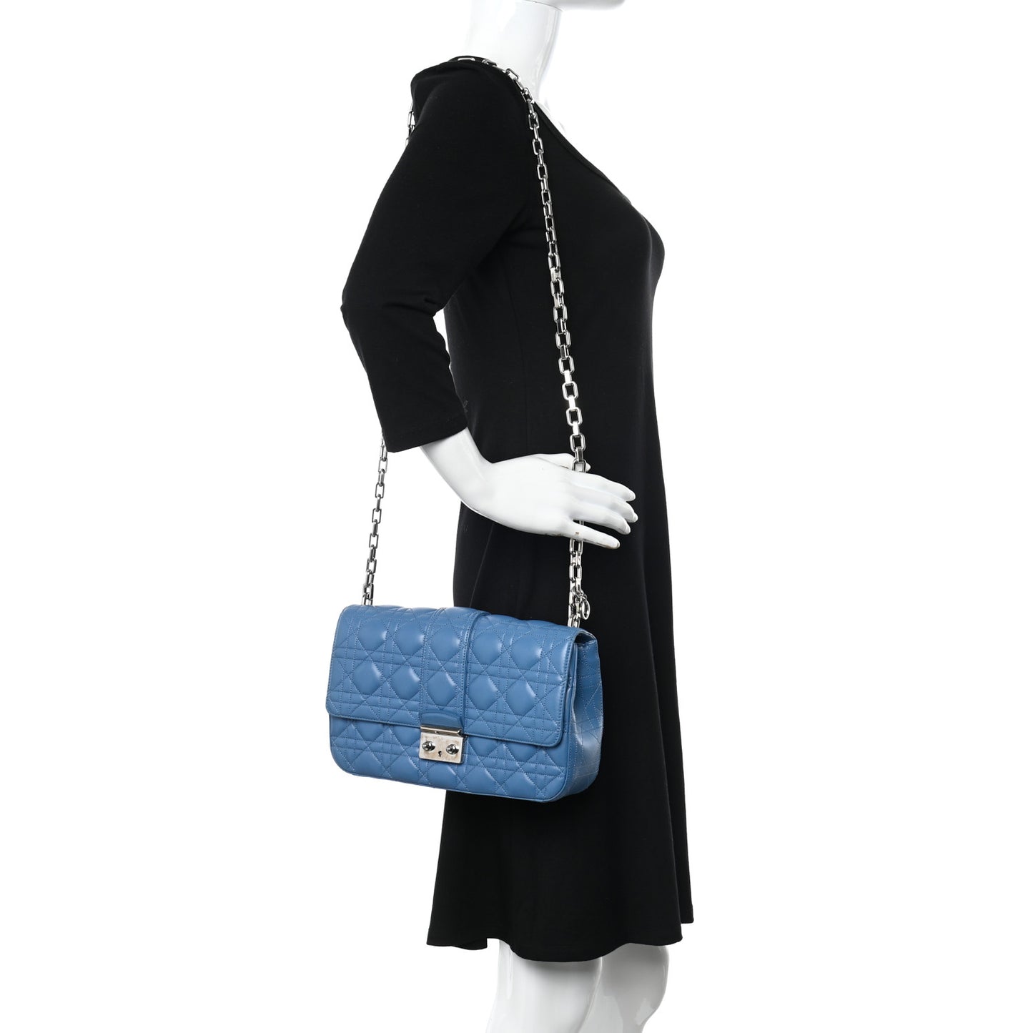 Lambskin Cannage Medium Miss Dior Flap Blue