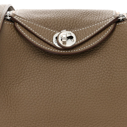 Hermes Taurillon Clemence Mini Lindy 20 Etoupe 8 of 11