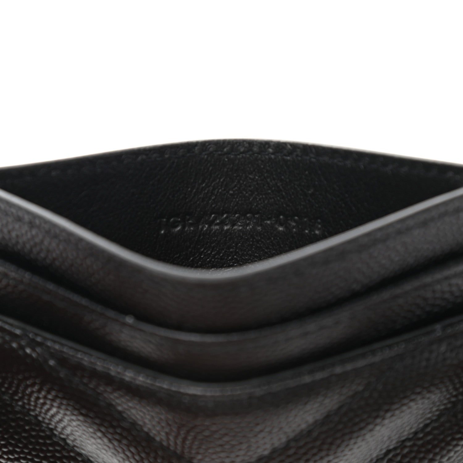 Saint Laurent Grain De Poudre Matelasse Chevron Monogram Credit Card Case Black 7 of 8