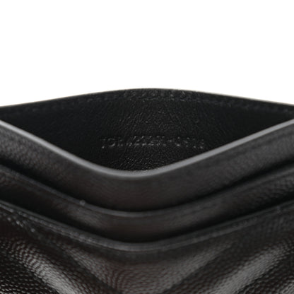 Saint Laurent Grain De Poudre Matelasse Chevron Monogram Credit Card Case Black 7 of 8