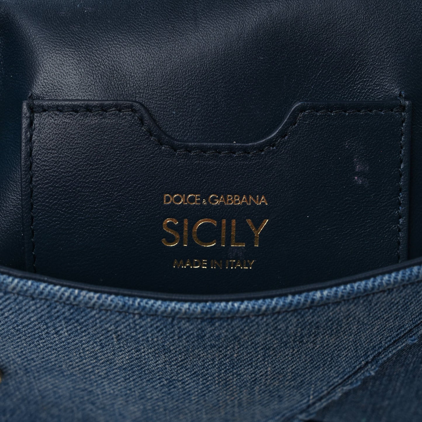 Calfskin Denim Patchwork Medium Miss Sicily Satchel Blue