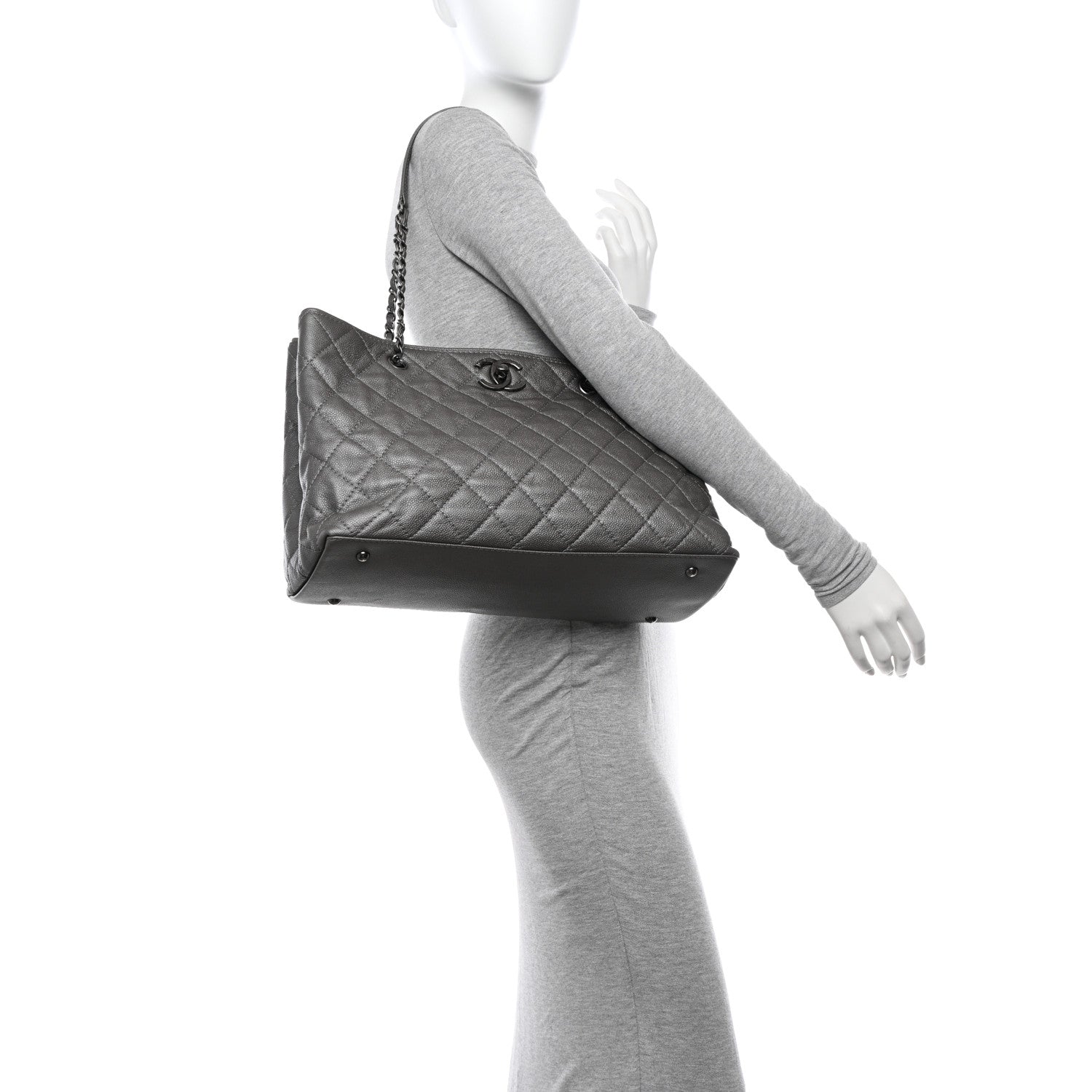 Chanel Metallic Caviar Large Be Caviar Tote Grey 2 of 10
