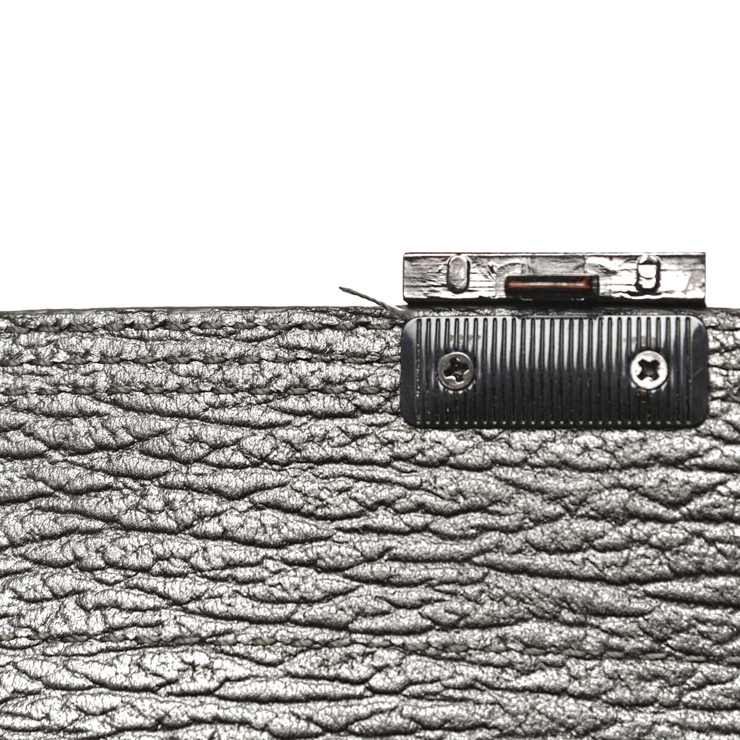 Metallic Textured Calfskin Mini Pashli Satchel Silver