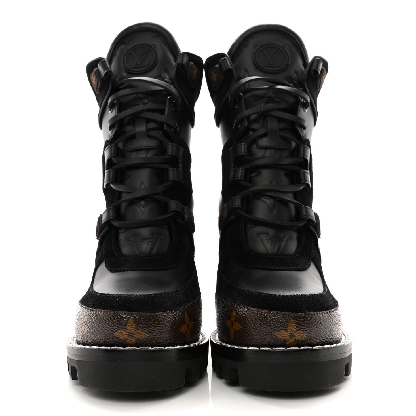 Suede Calfskin Monogram Star Trail Ankle Boots 37 Black