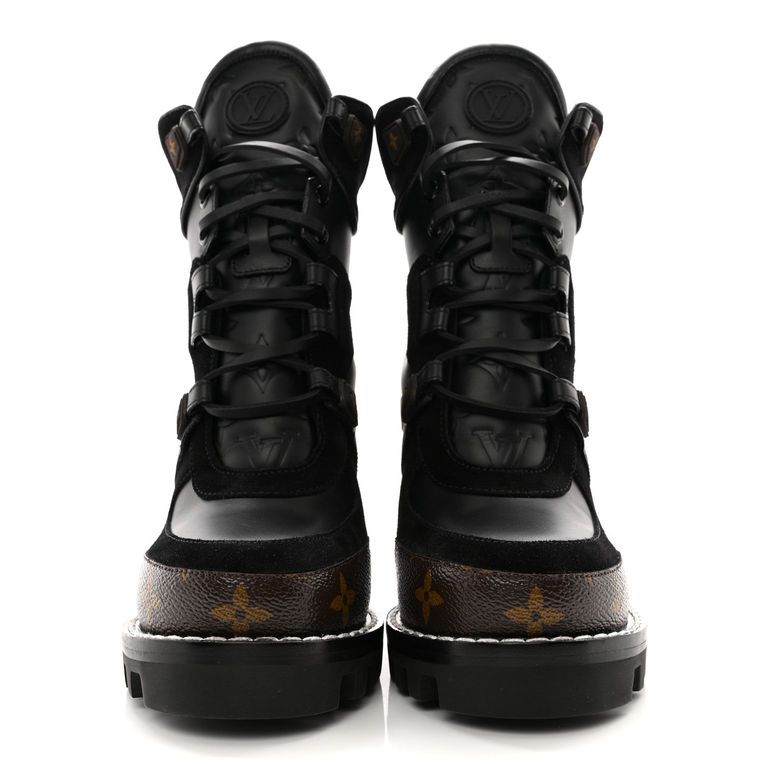 Louis Vuitton Suede Calfskin Monogram Star Trail Ankle Boots 37 Black 2 of 9