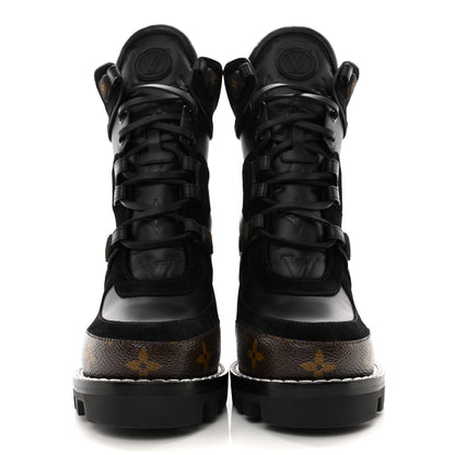 Louis Vuitton Suede Calfskin Monogram Star Trail Ankle Boots 37 Black 2 of 9