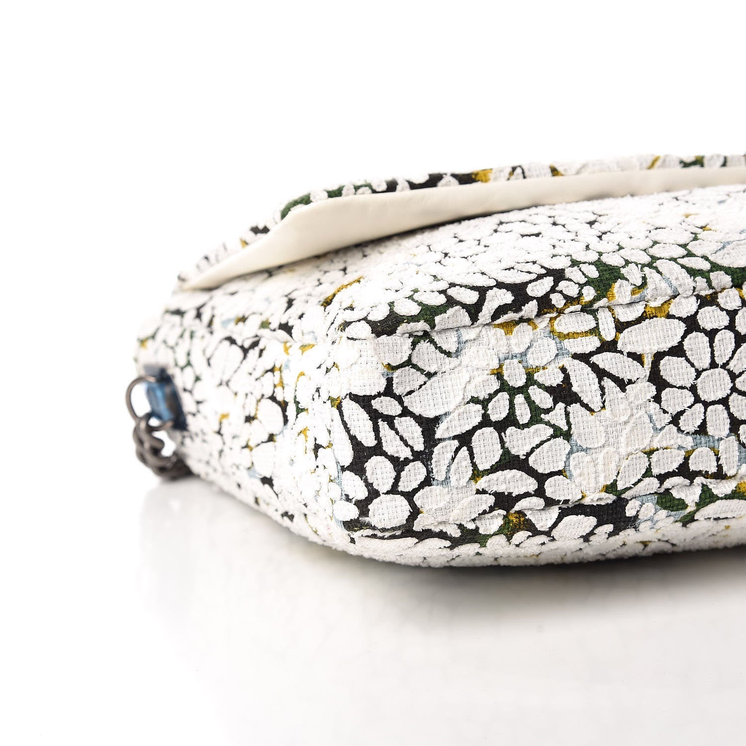 Chanel Tweed Calfskin Floral Messenger Flap Green Black White 5 of 9